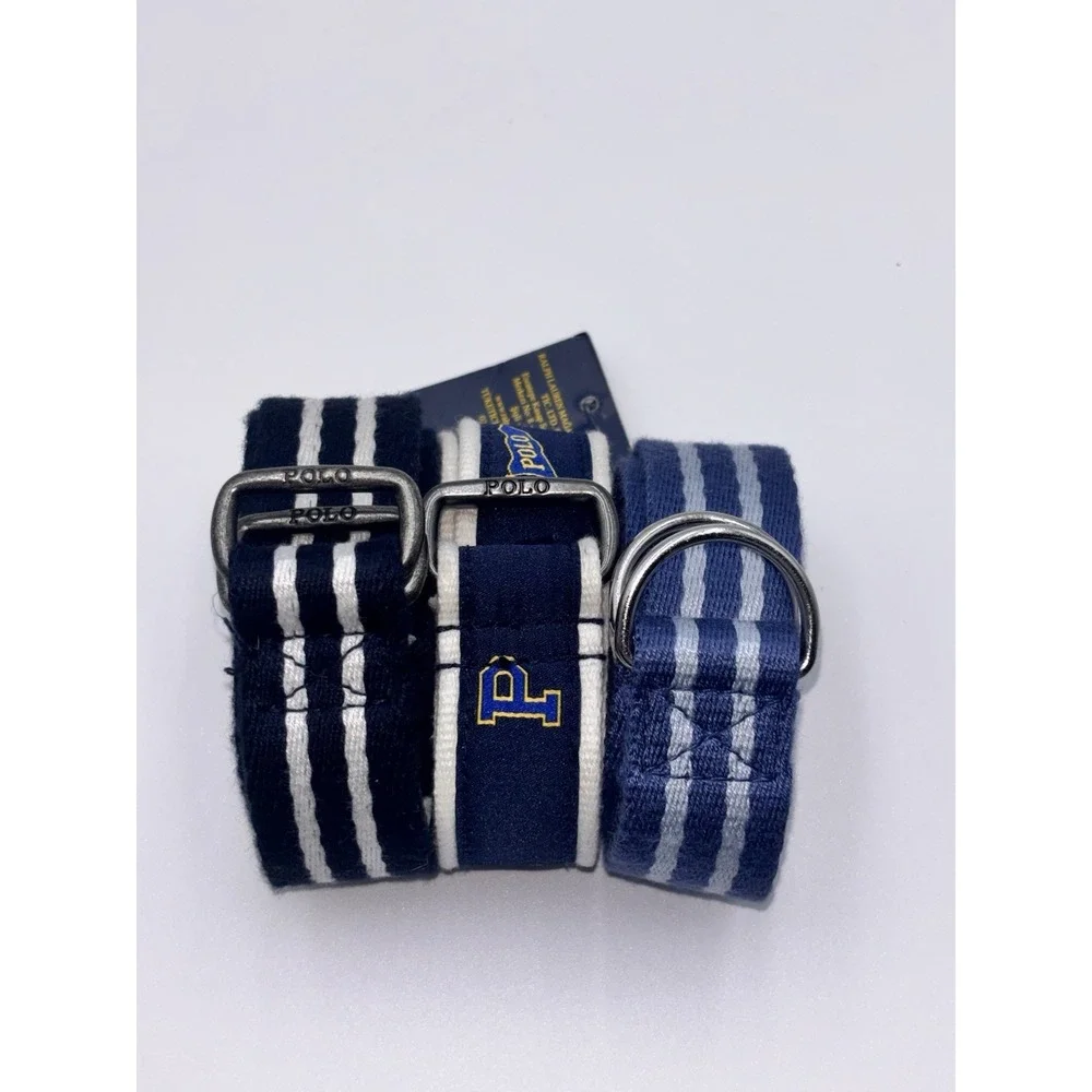 Lot of 3 Polo Ralph Lauren Boys 3T D-Ring Web Belts Striped Adjustable Cotton